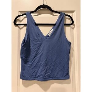 Olive + Oak Womens Blue V-Neck Sleeveless Crop Tank Top Stretch 4T01956 Large
